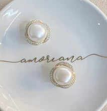 Load image into Gallery viewer, ROSE PAVE PEARL STUDS