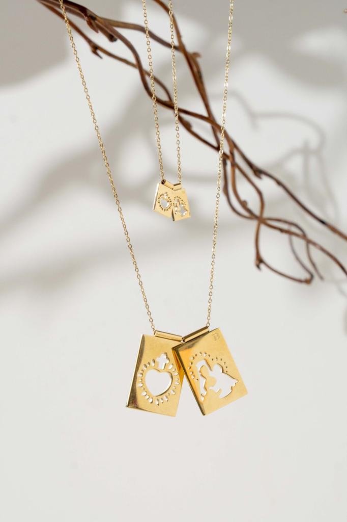 ‘MINI SCAPULAR’ VIRGIN & SACRED HEART – --- JEWELRY