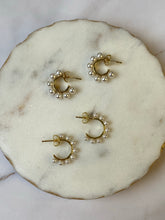 Load image into Gallery viewer, MINI PEARL HALF HOOPS
