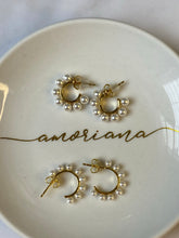 Load image into Gallery viewer, MINI PEARL HALF HOOPS
